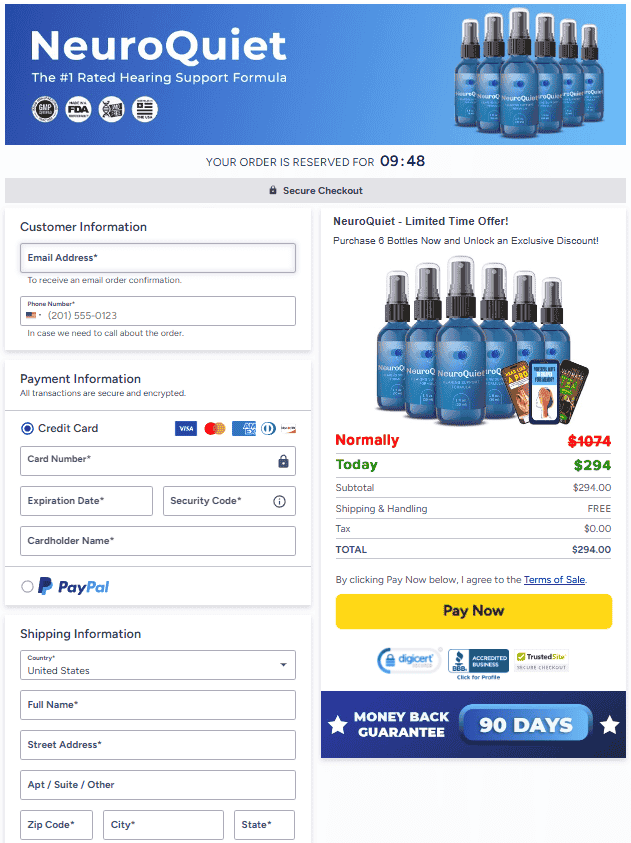 NeuroQuiet Official Website Secure Order Page